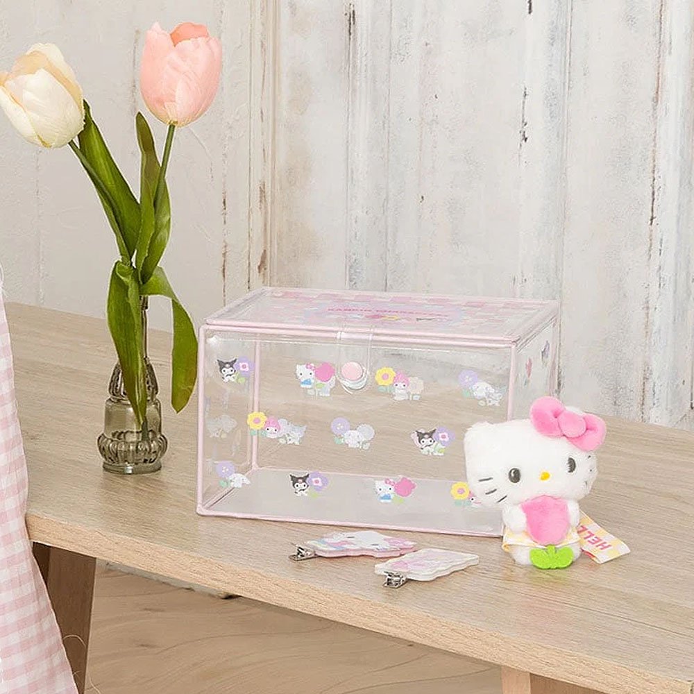 Sanrio Characters Storage Clear Box :Pastel Check