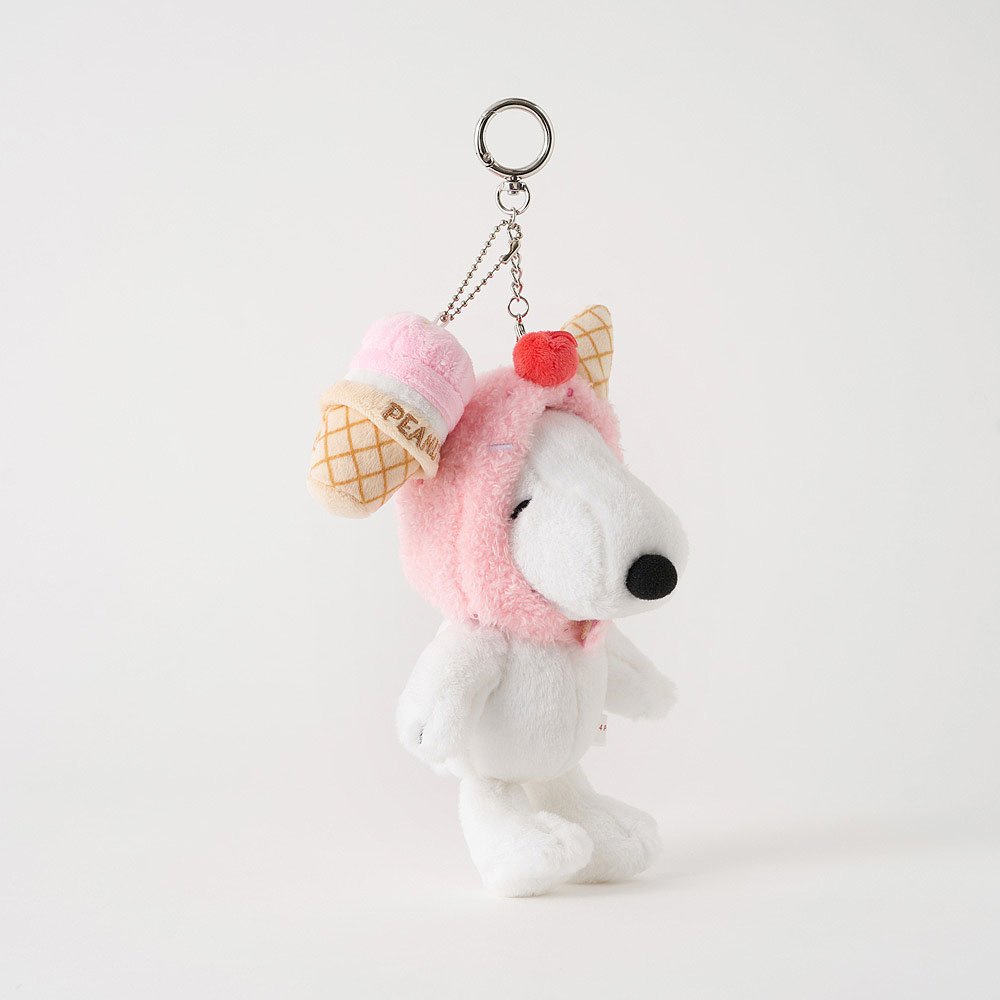 Peanuts Snoopy Strawberry Ice Cream Plush Keychain