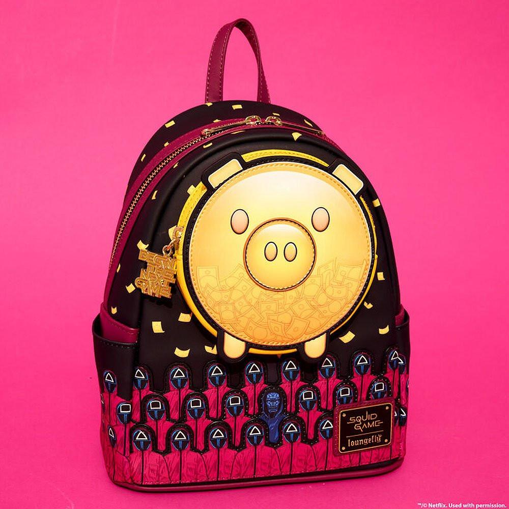 Loungefly x Squid Game Piggy Bank Masked Men Glow Mini Backpack