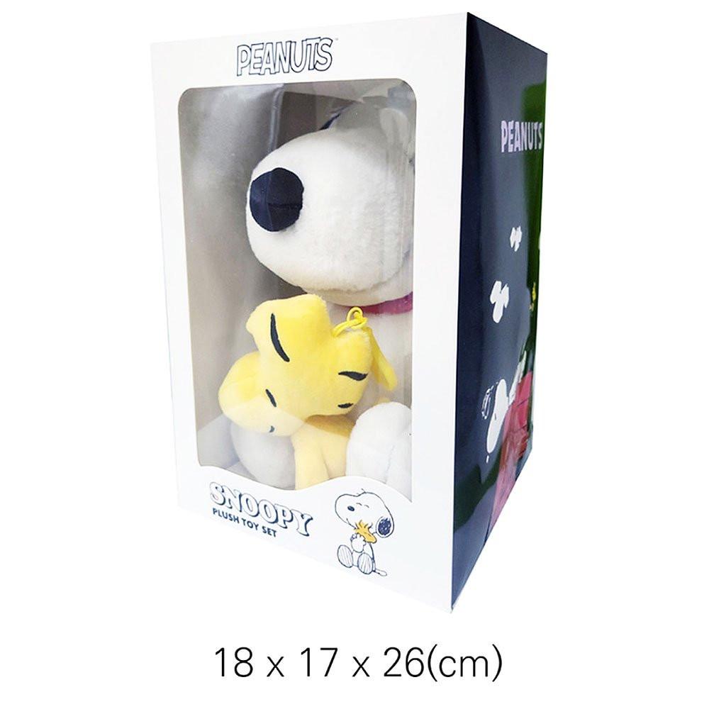 Snoopy hugging Woodstock plush set in gift box – Peanuts collectible stuffed toy