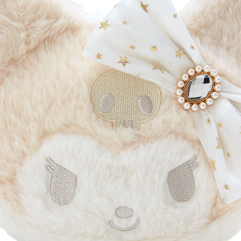 Kuromi Fluffy Plush Clutch: White Gold