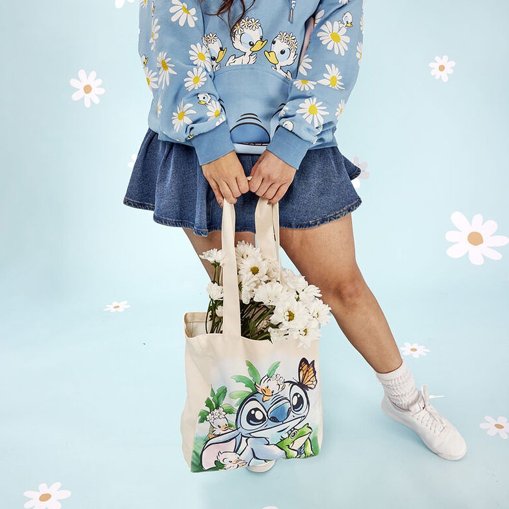 Loungefly x Stitch Springtime Daisy Canvas Tote Bag