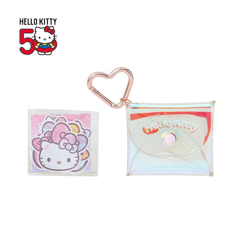 Hello Kitty Sticker with Pouch :50th Birthday Fashionable Ribbon