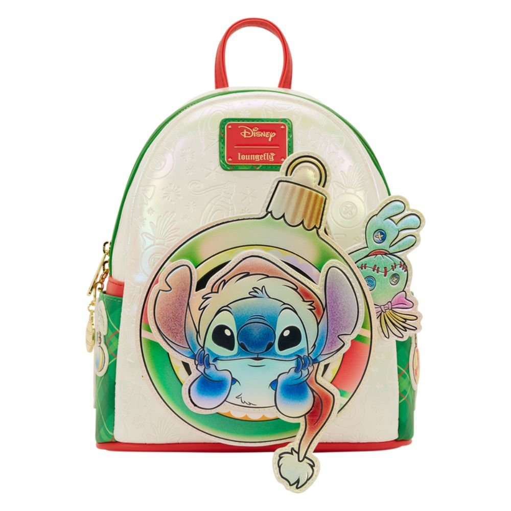 Loungefly x Stitch & Scrump Iridescent Holiday Ornament Mini Backpack