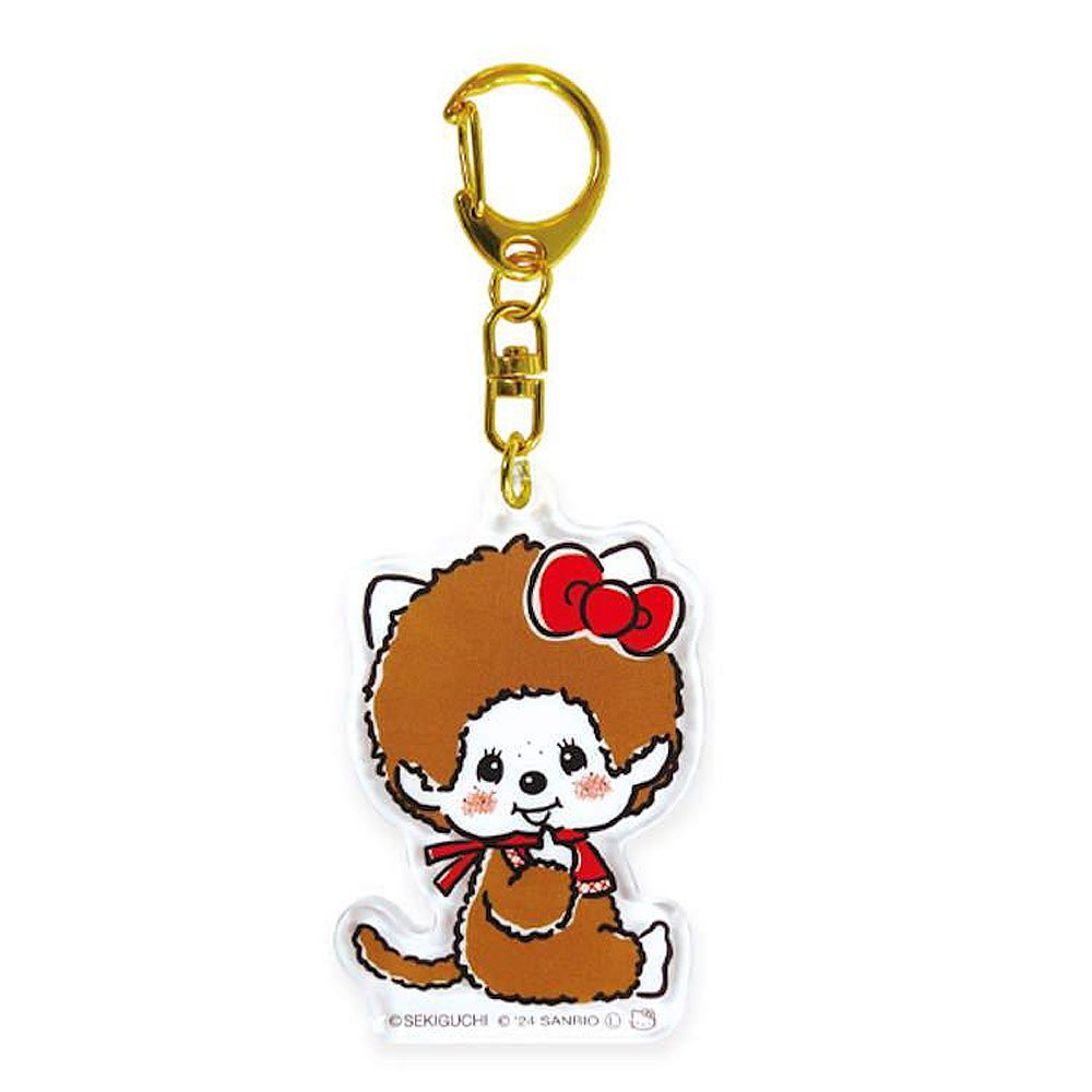 Hello Kitty x Monchhichi Acrylic Keychain :Sitting