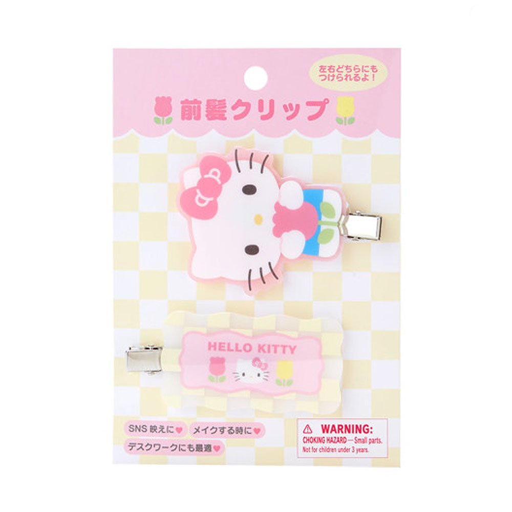 Hello Kitty Hair Clip Set :Pastel Check