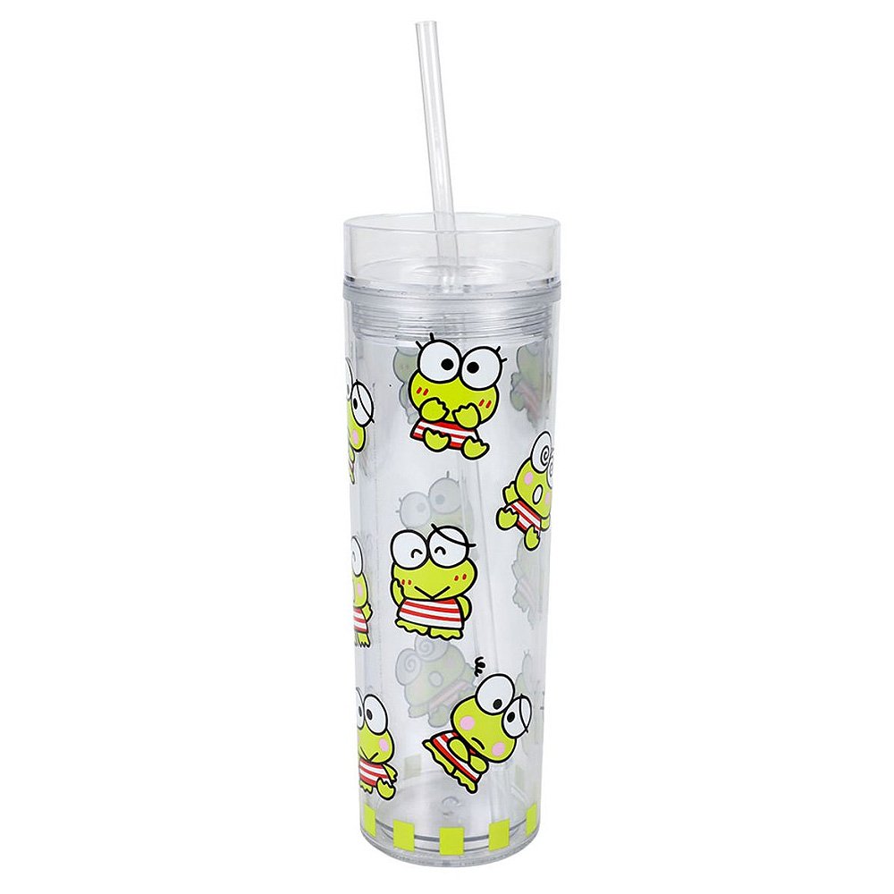 Sanrio Keroppi Slim Tumbler with Lid and Straw