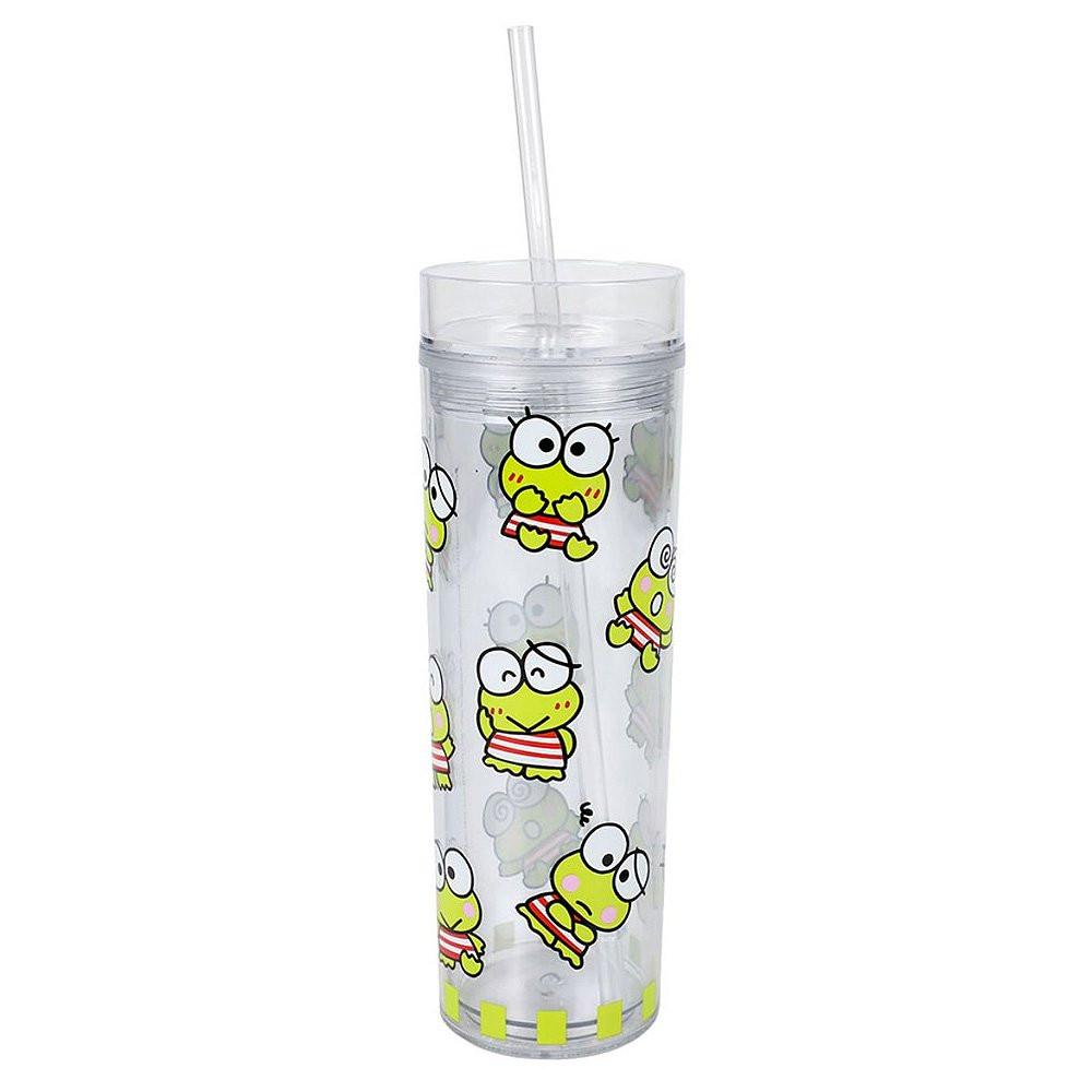 Sanrio Keroppi Slim Tumbler with Lid and Straw