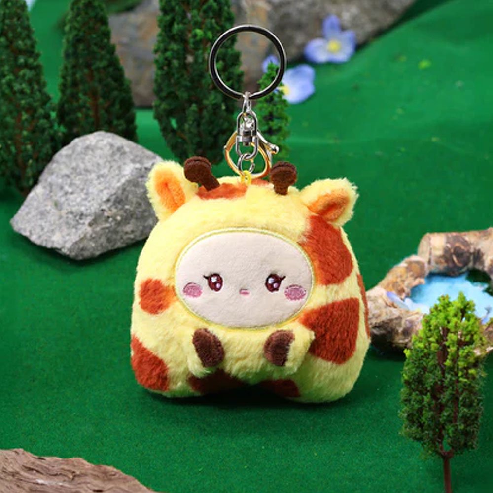 Anirollz Miniz Giraffe Bunniroll Plush Charm Keychain