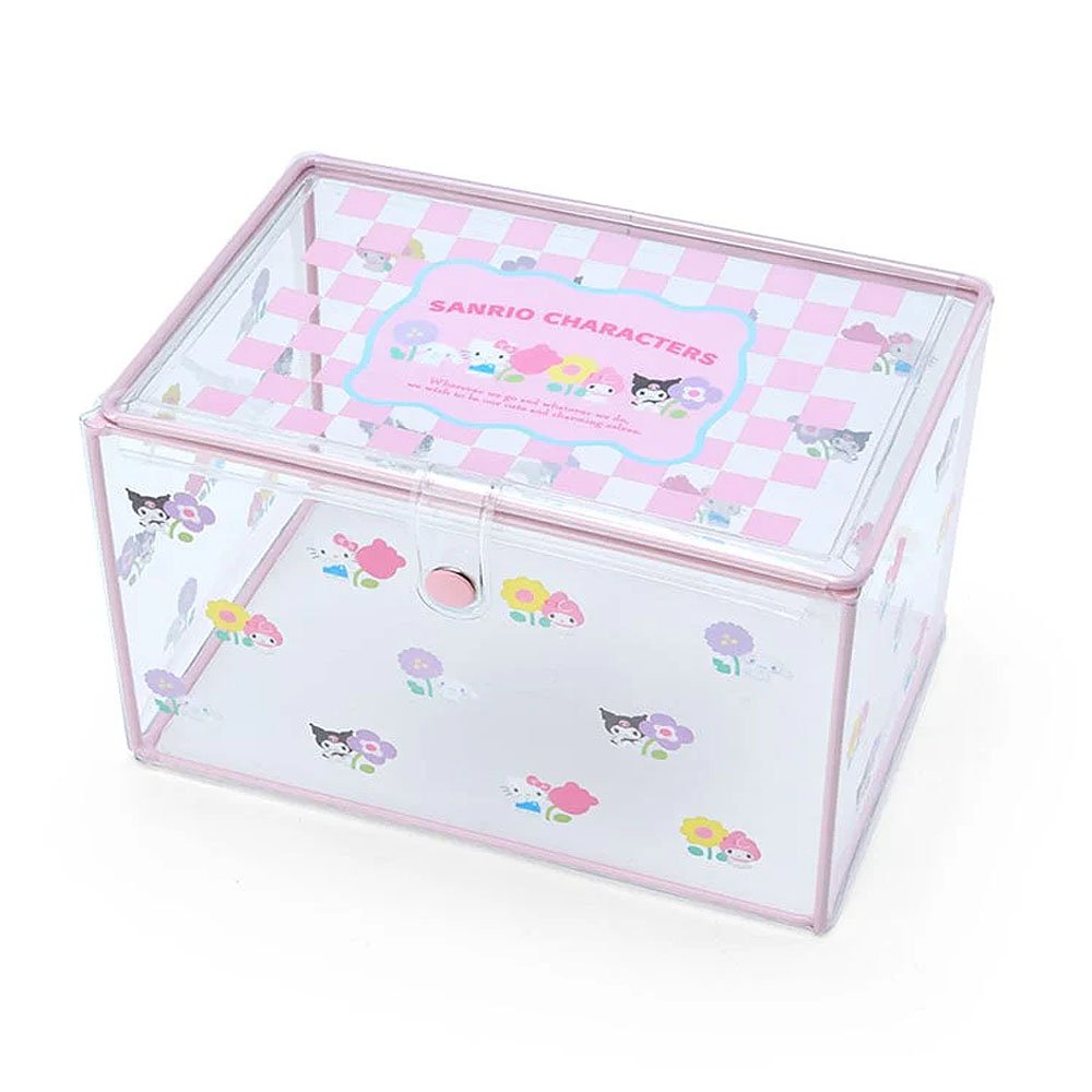 Sanrio Characters Storage Clear Box :Pastel Check