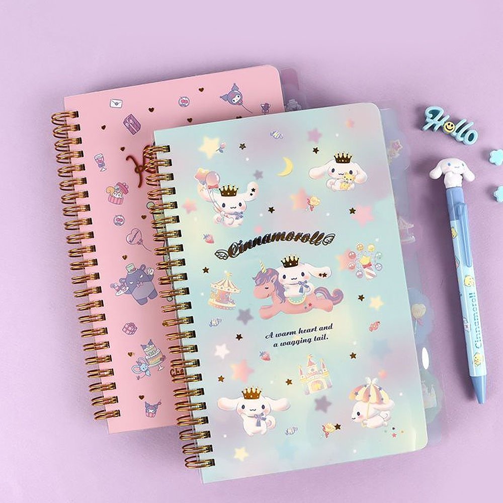Sanrio Cinnamoroll & Kuromi Blingbling 4-Tab Index Notebook