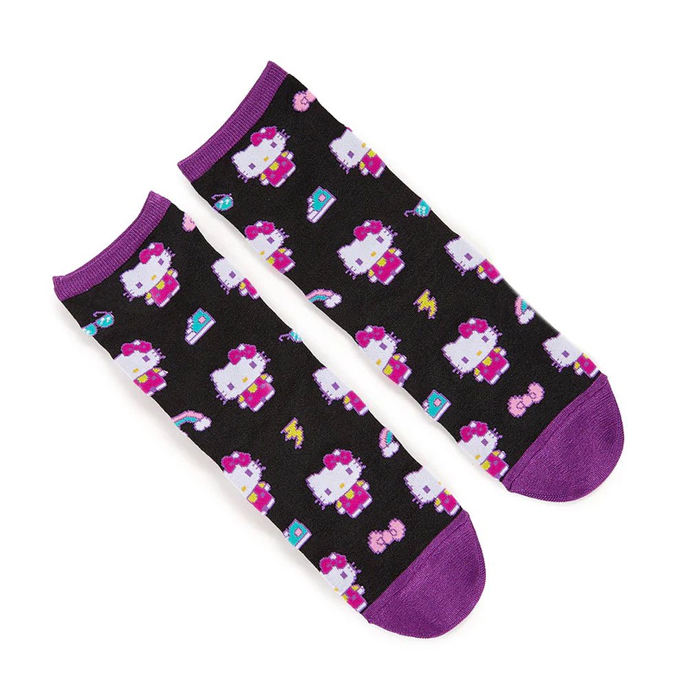 Hello Kitty Pixel Purple Crew Sock