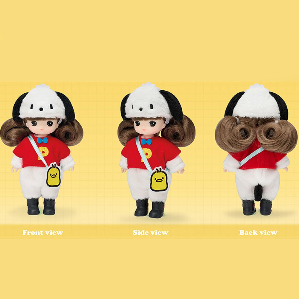 Cute Little Mimi doll in Sanrio Pochacco character-themed costume