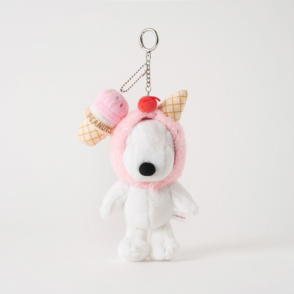 Peanuts Snoopy Strawberry Ice Cream Plush Keychain