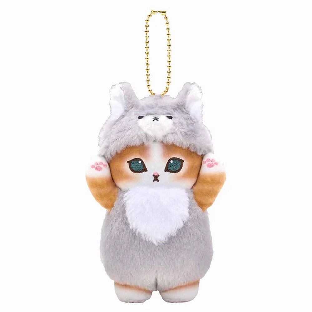 Cute Mofusand cat plush wearing wolf costume