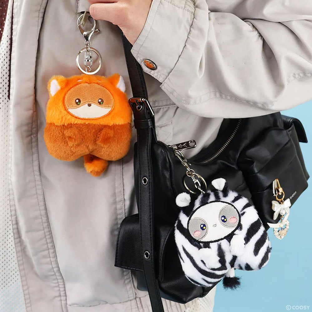 Anirollz Miniz Zebra Pandaroll Plush Charm Keychain