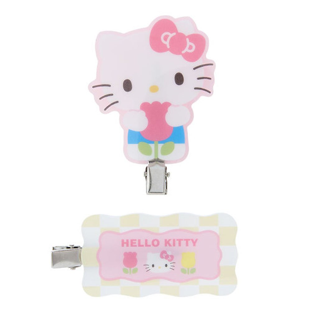 Hello Kitty Hair Clip Set :Pastel Check