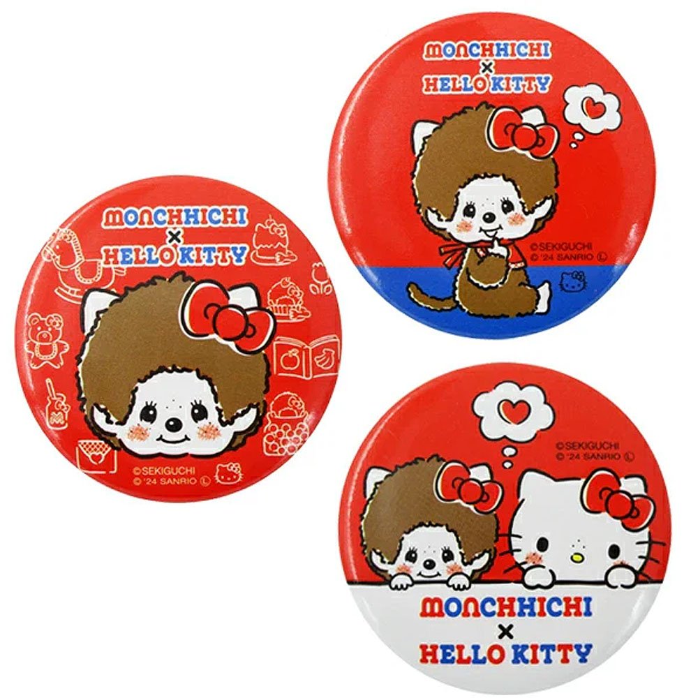 Hello Kitty x Monchhichi Tin Badge Pin Brooch