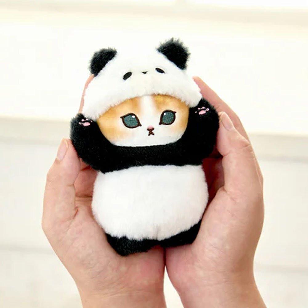 Cute Mofusand cat plush wearing panda costume