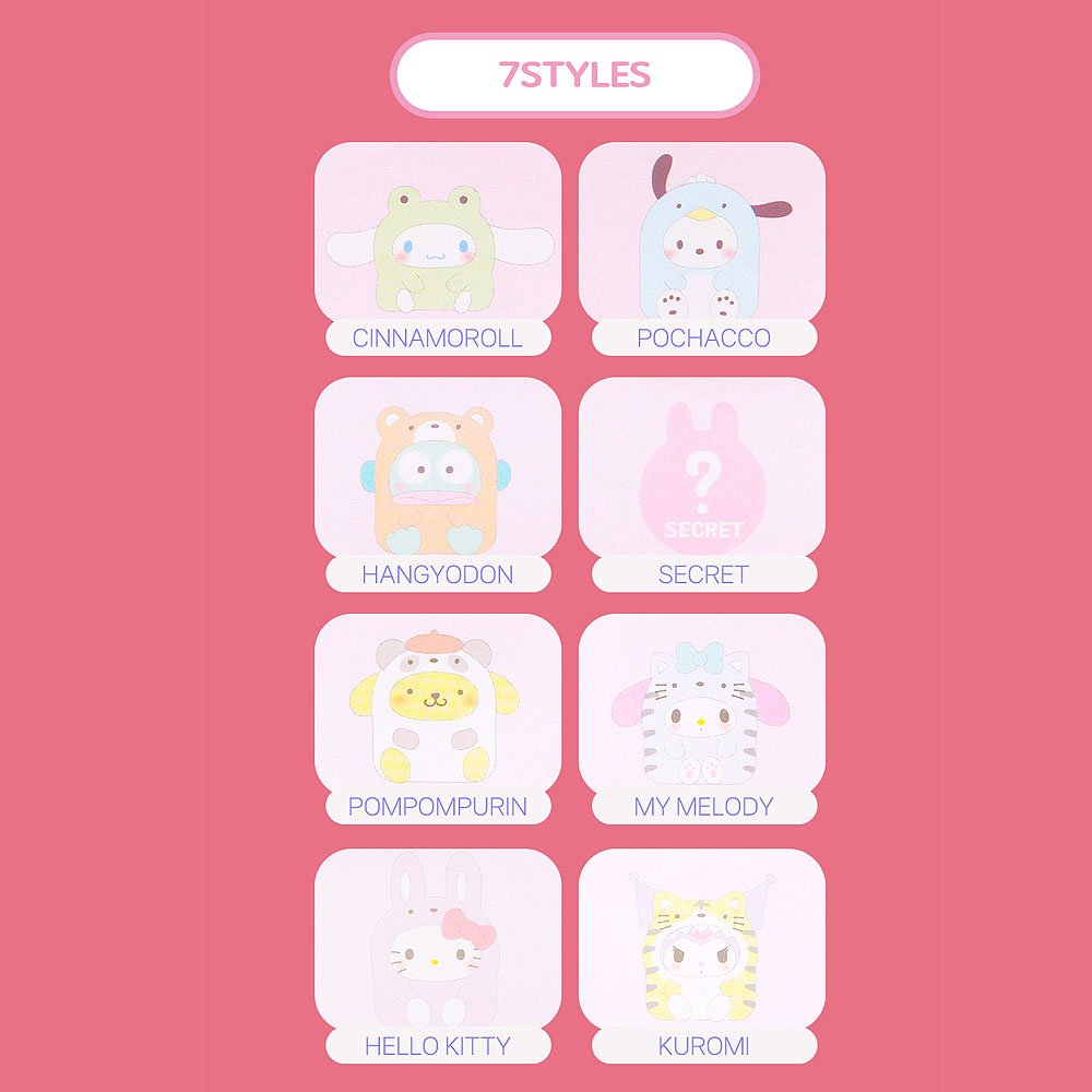 Illustrations of various cartoon characters on a pink background with '7 Styles' at the top.