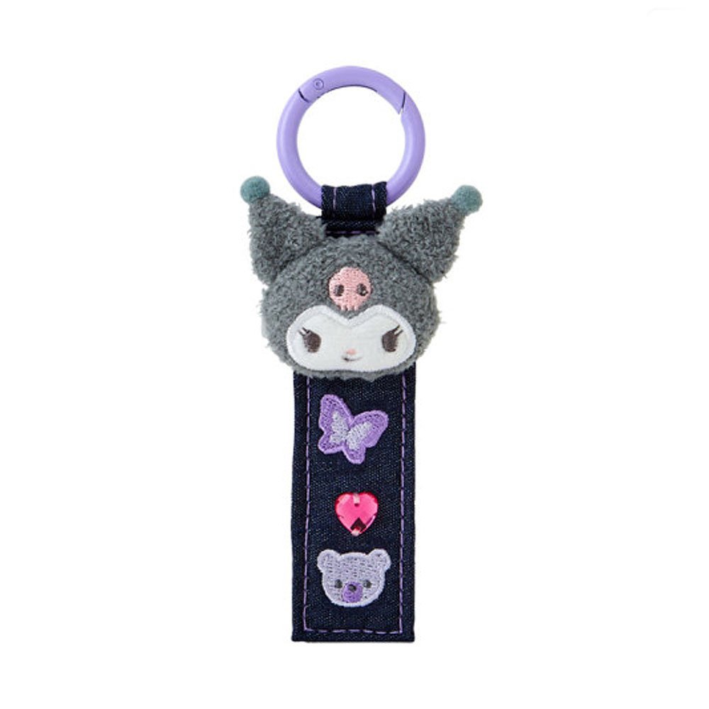 Sanrio Kuromi Logo Denim Plush Keychain