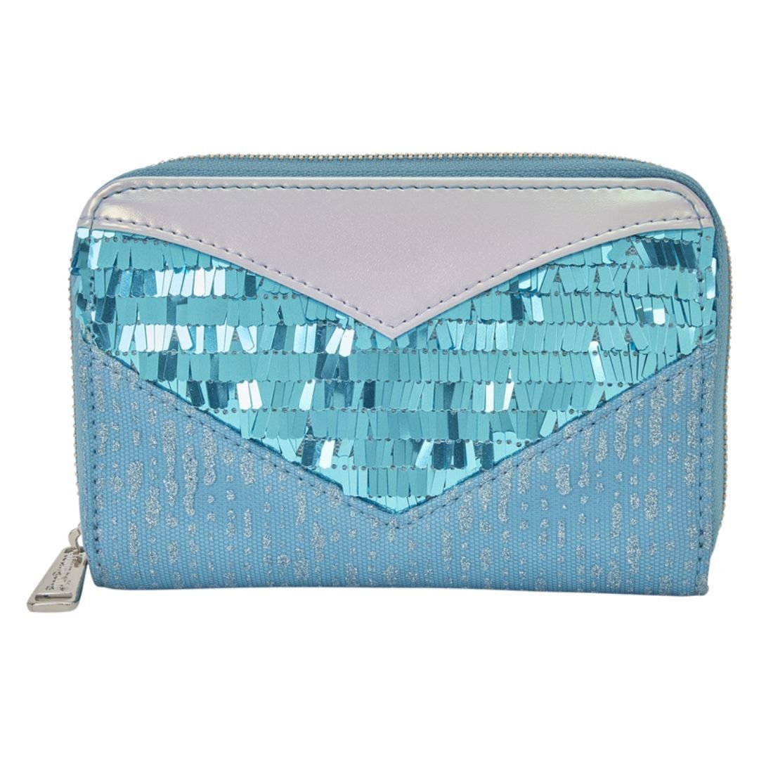 Loungefly x Disney Frozen Elsa Glitter Sequin Cosplay Zip Around Wallet