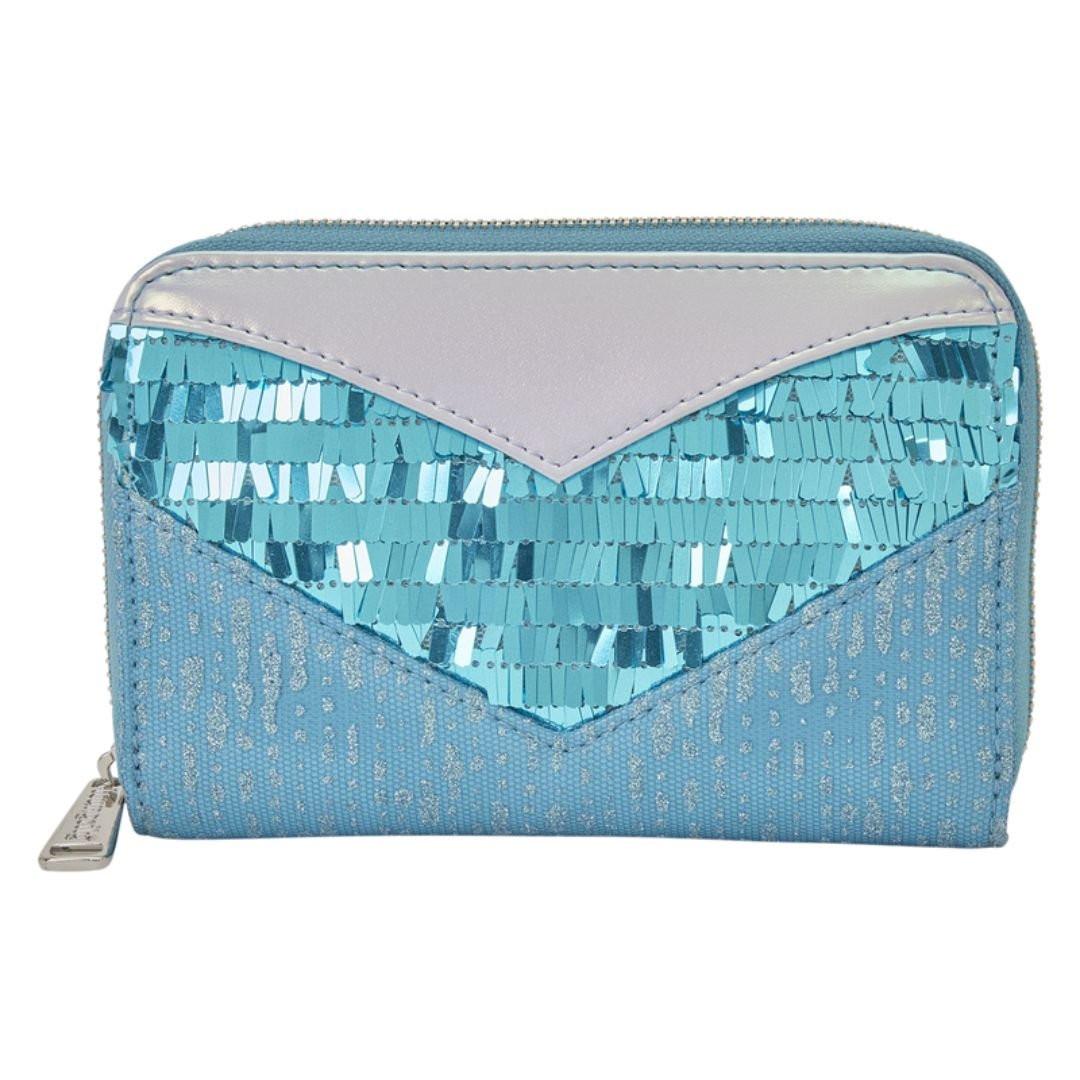 Loungefly x Disney Frozen Elsa Glitter Sequin Cosplay Zip Around Wallet