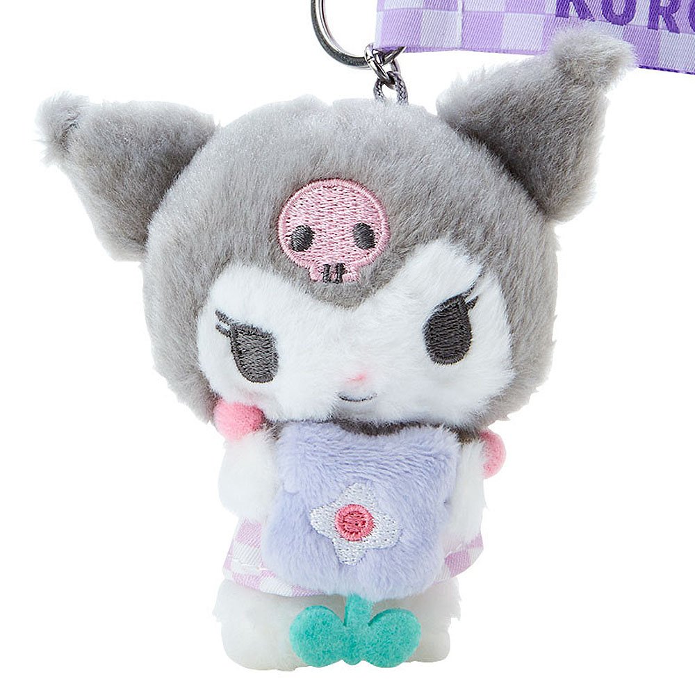Sanrio Kuromi Plush Mascot Keychain :Pastel Check