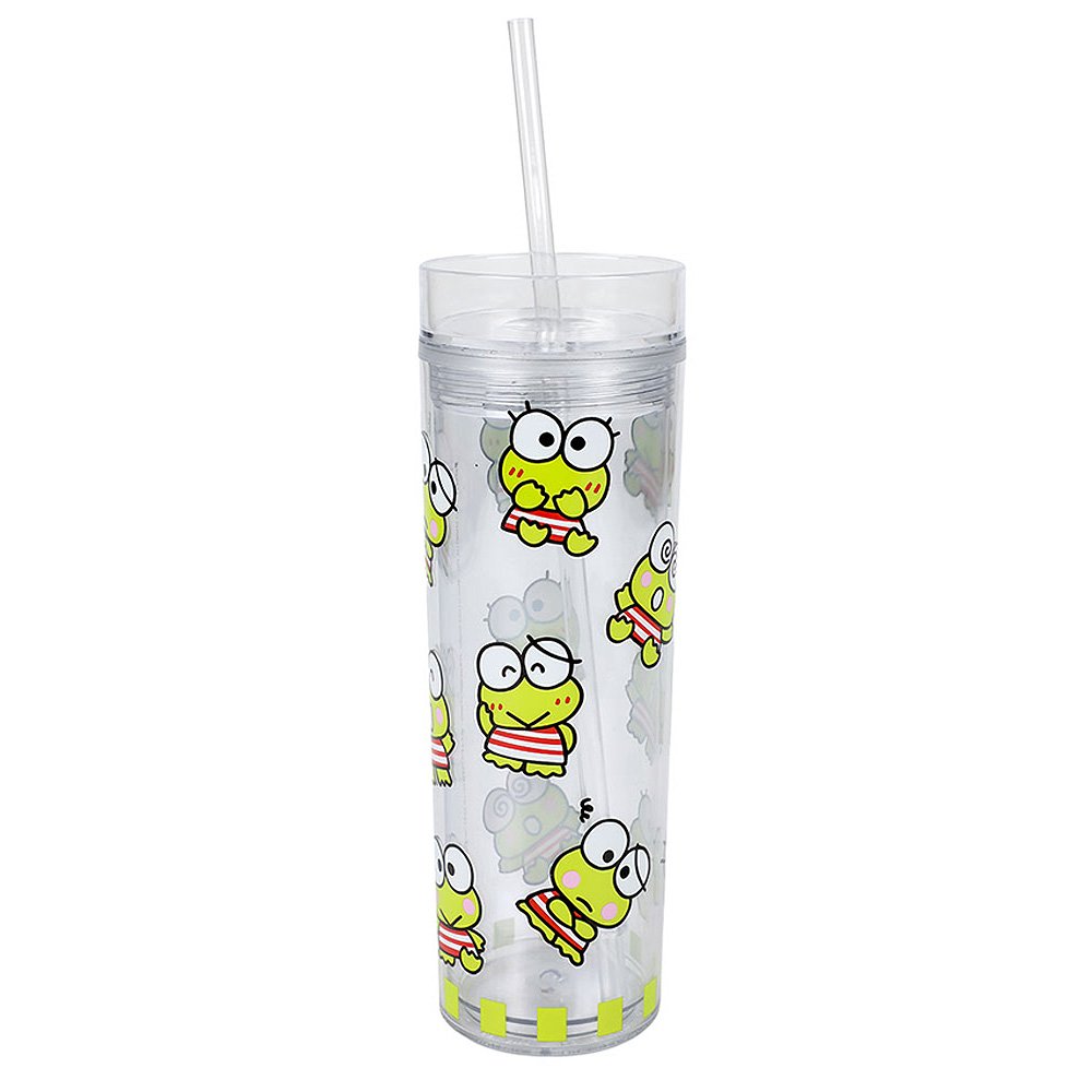 Sanrio Keroppi Slim Tumbler with Lid and Straw