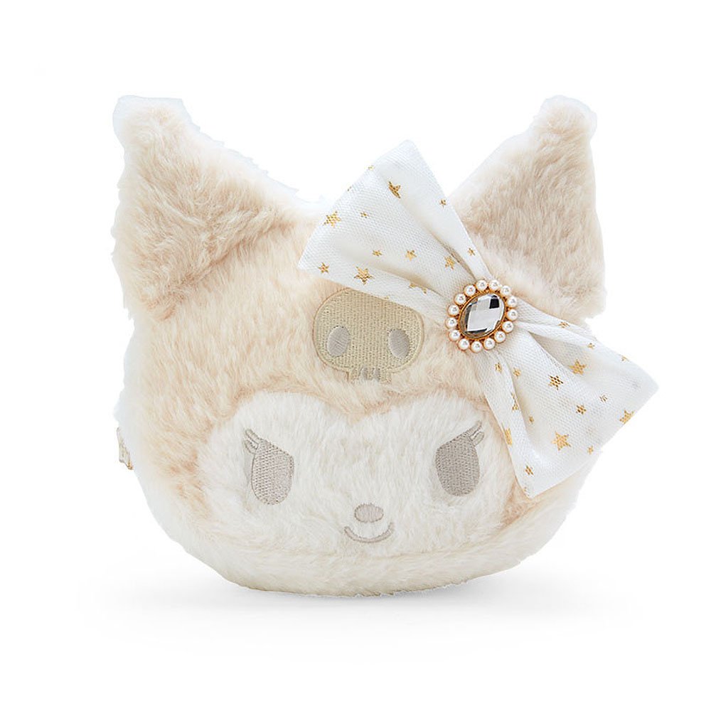 Kuromi Fluffy Plush Clutch: White Gold