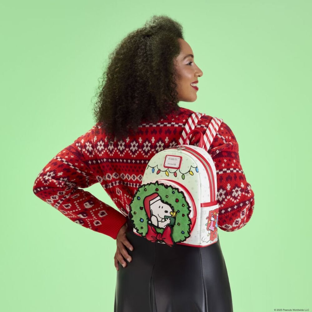 Loungefly x Peanuts Snoopy & Woodstock Holiday Plush Wreath Mini Backpack