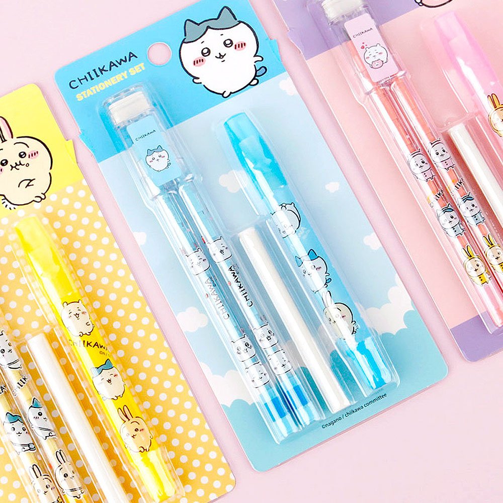 Chiikawa and Friends Cartridge Pencil and Eraser Stationery Set