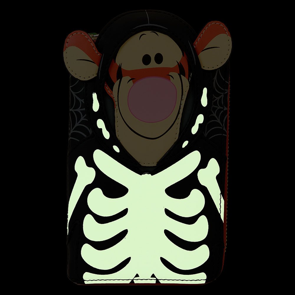 Loungefly x Winnie The Pooh Skeleton Tigger Cosplay Glow Zip Around Wallet