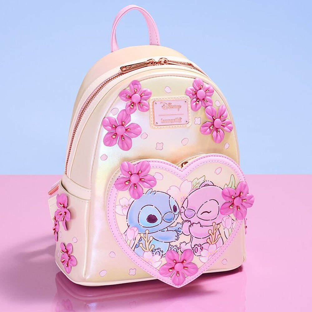 Loungefly x Stitch & Angel Cherry Blossom Heart Mini Backpack