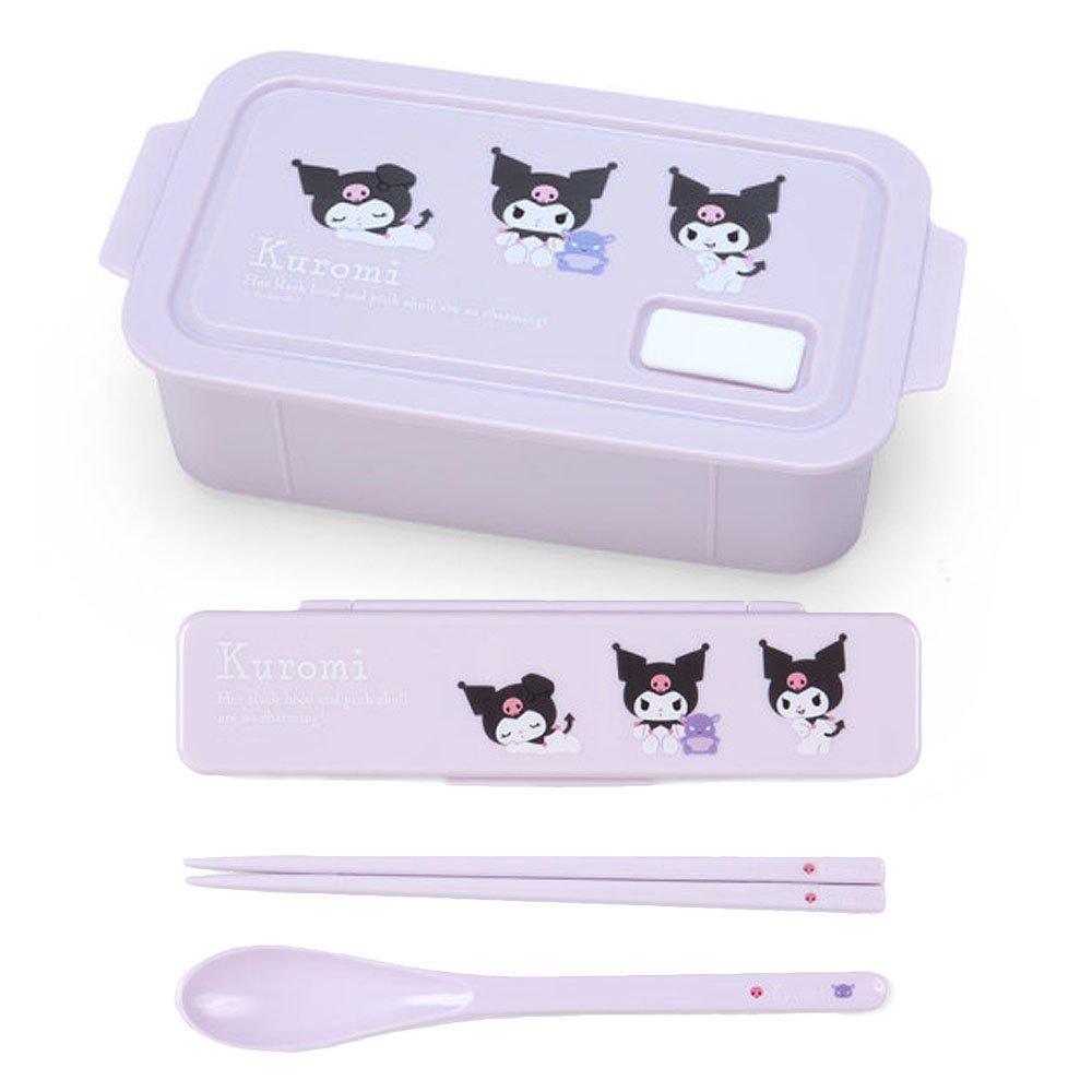 Kuromi Bento Box & Chopsticks & Spoon with Case Set