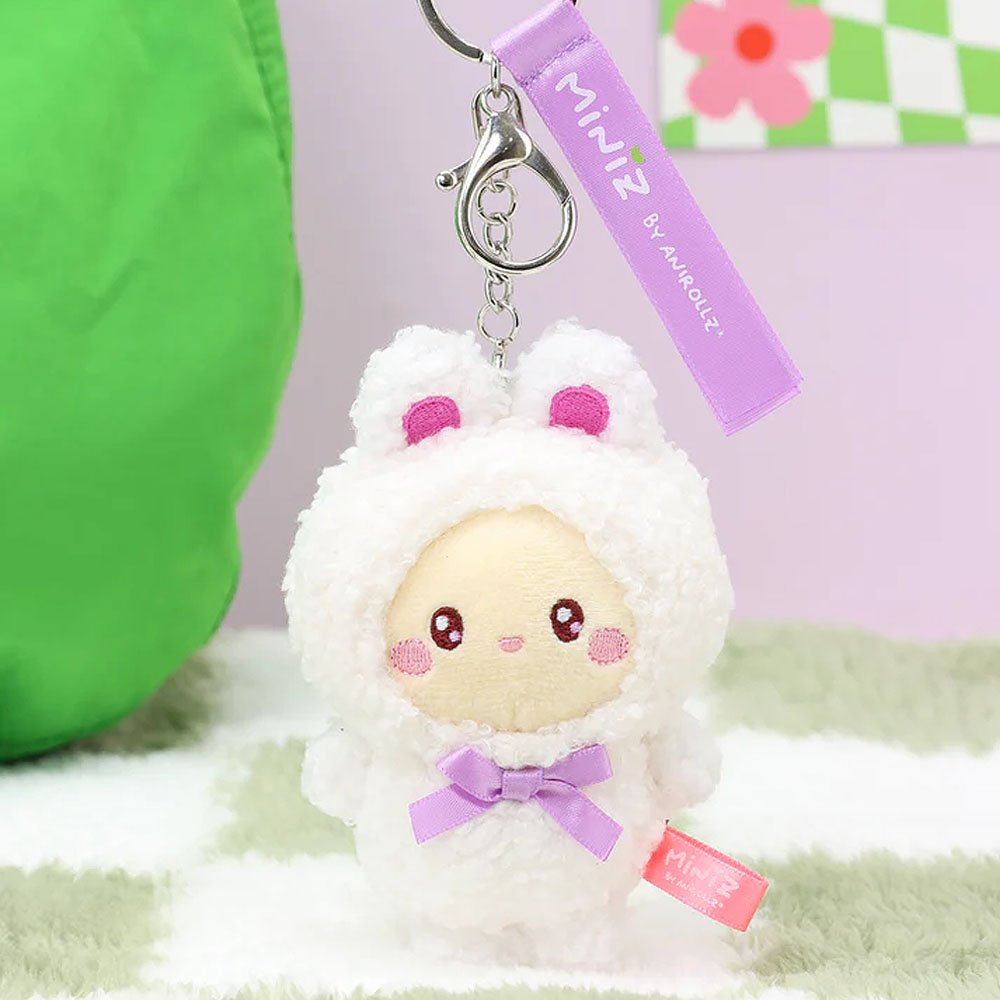 Anirollz Miniz Bunny Costume Bunniroll Plush Charm Keychain