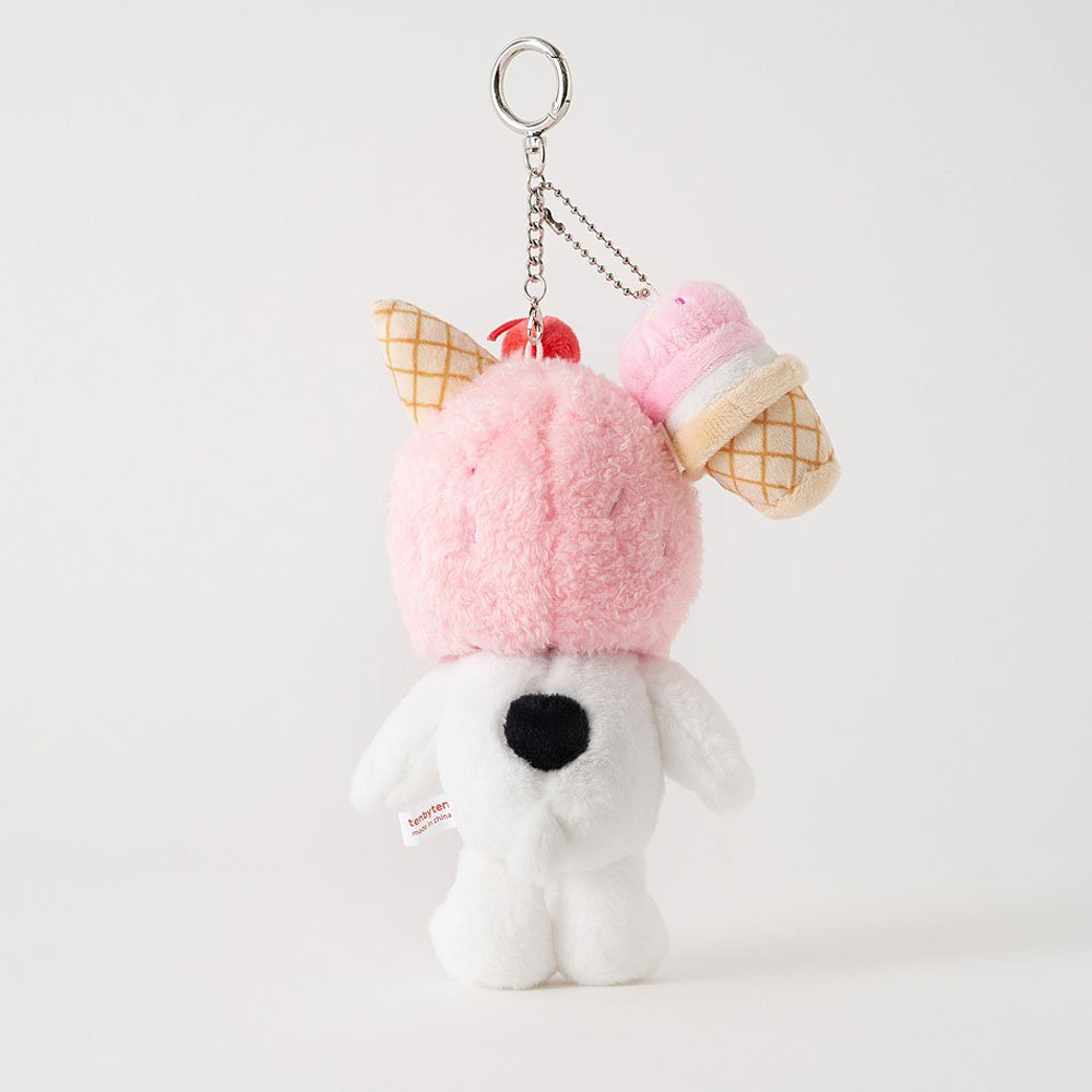 Peanuts Snoopy Strawberry Ice Cream Plush Keychain
