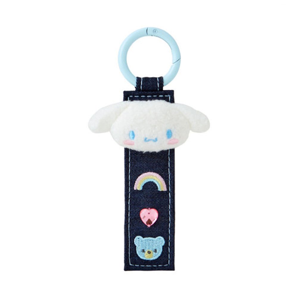 Sanrio Cinnamoroll Logo Denim Plush Keychain