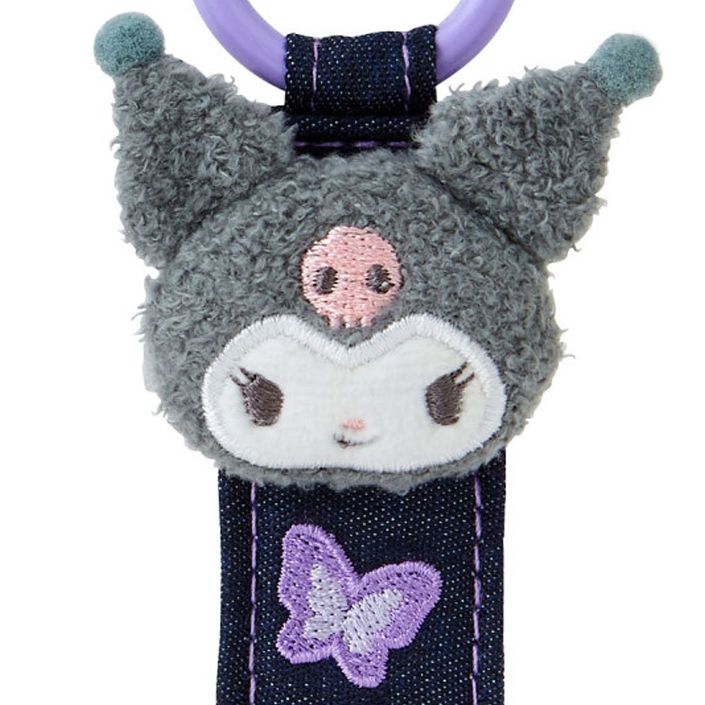 Sanrio Kuromi Logo Denim Plush Keychain