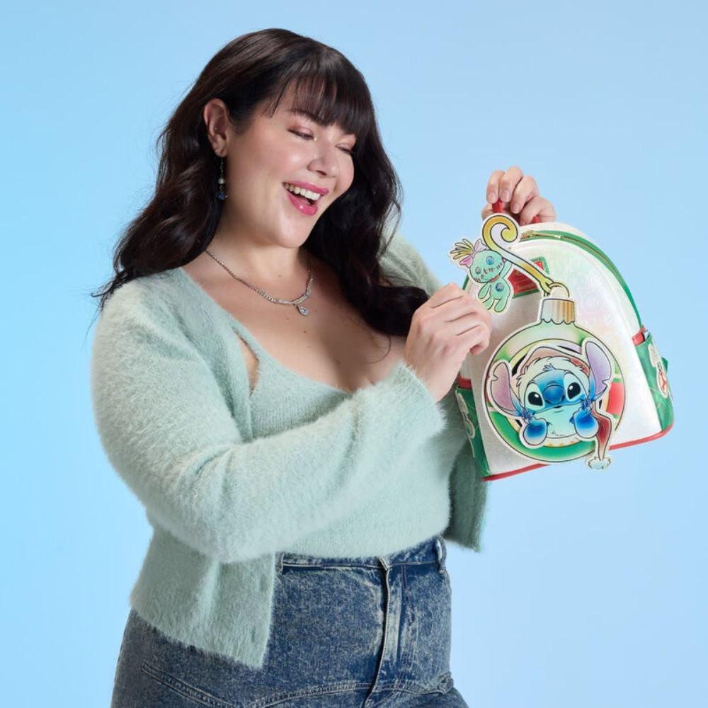 Loungefly x Stitch & Scrump Iridescent Holiday Ornament Mini Backpack