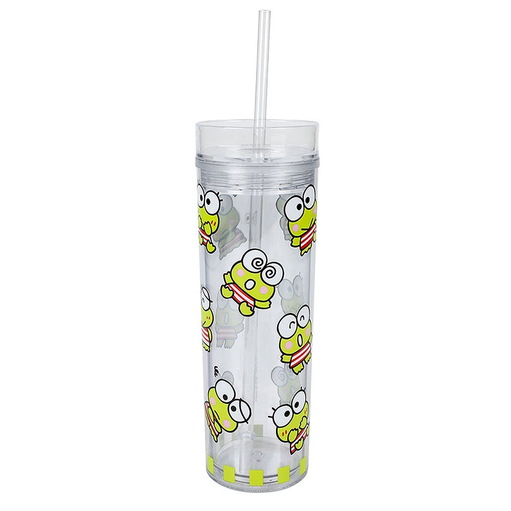 Sanrio Keroppi Slim Tumbler with Lid and Straw