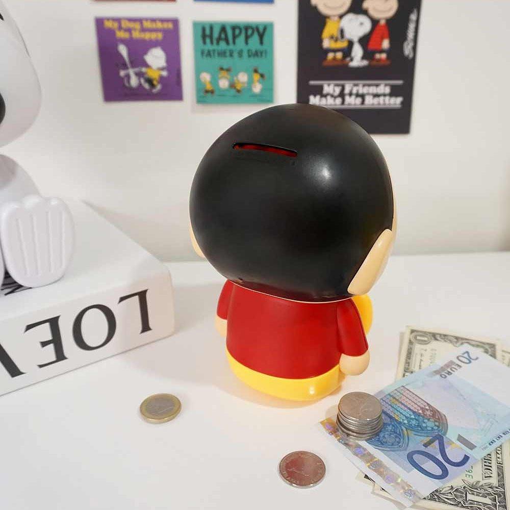 Crayon Shin-Chan piggy bank figure with coin slot on back