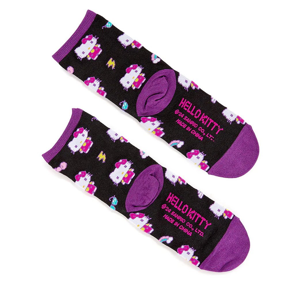 Hello Kitty Pixel Purple Crew Sock