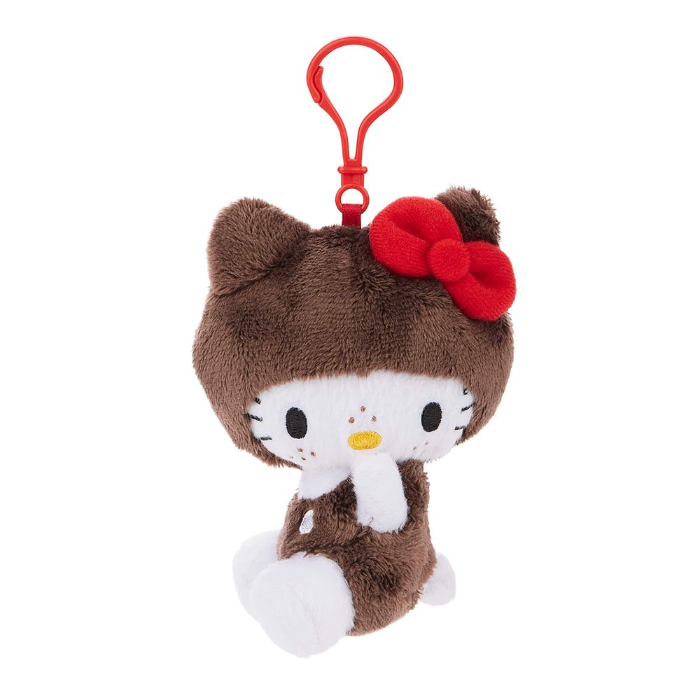 Hello Kitty x Monchhichi Clip-On Plush Keychain : Hello Kitty Dressed as Monchhichi