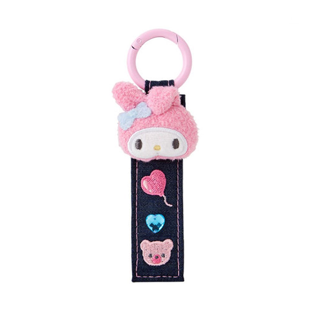Sanrio My Melody Logo Denim Plush Keychain