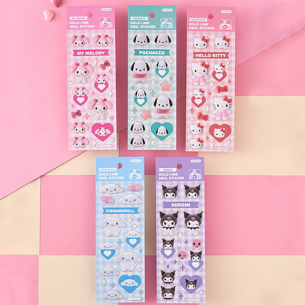 Sanrio Characters Gold Bolder Sticker :Pompom