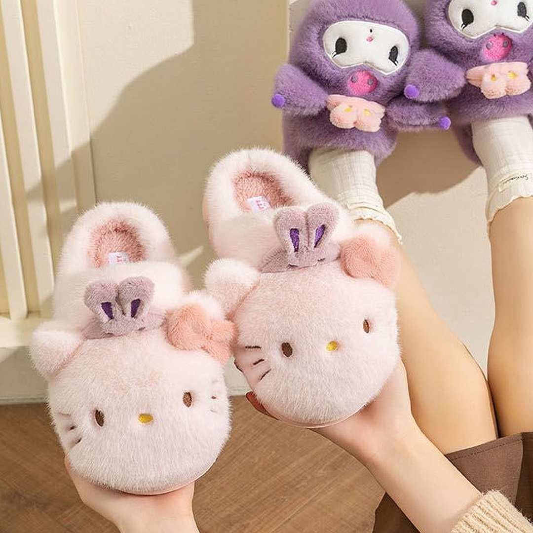 Sanrio Hello Kitty Bunny Head Fur Slippers (Kids)