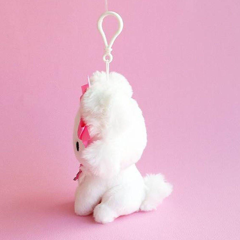 Official Sanrio Charmmy Kitty Clip-On Plush Keychain with Pink Bow; the perfect Y2K aesthetic bag charm for personalizing luxury handbags or backpacks, and a premium emotional support gift for adult friends who love soft office-core aesthetics and nostalgic collectibles.