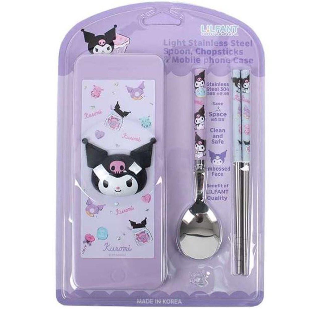 Sanrio Kuromi Spoon Chopsticks Cute Case Utensil Set