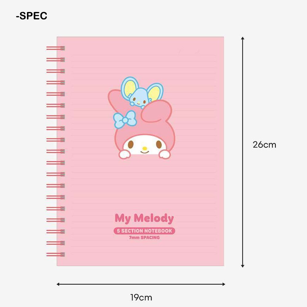 Sanrio Characters 5 Section Notebook